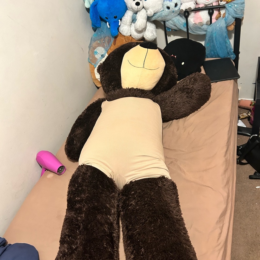 Giant brown bear the outfit comes off